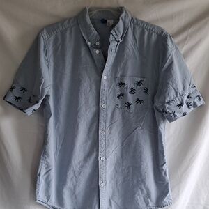 Light Blue Palm Print Men's Shirt